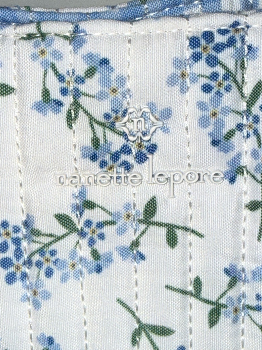Nanette Lepore Blue Gingham & Floral Quilted Tote with Mini Satchel. NWT 3 piece - Picture 7 of 17